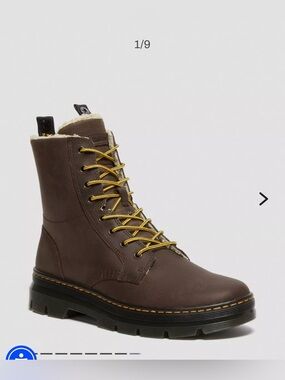 Dr. Martens Brown Leather Lace-Up Boots with Cream Sherpa